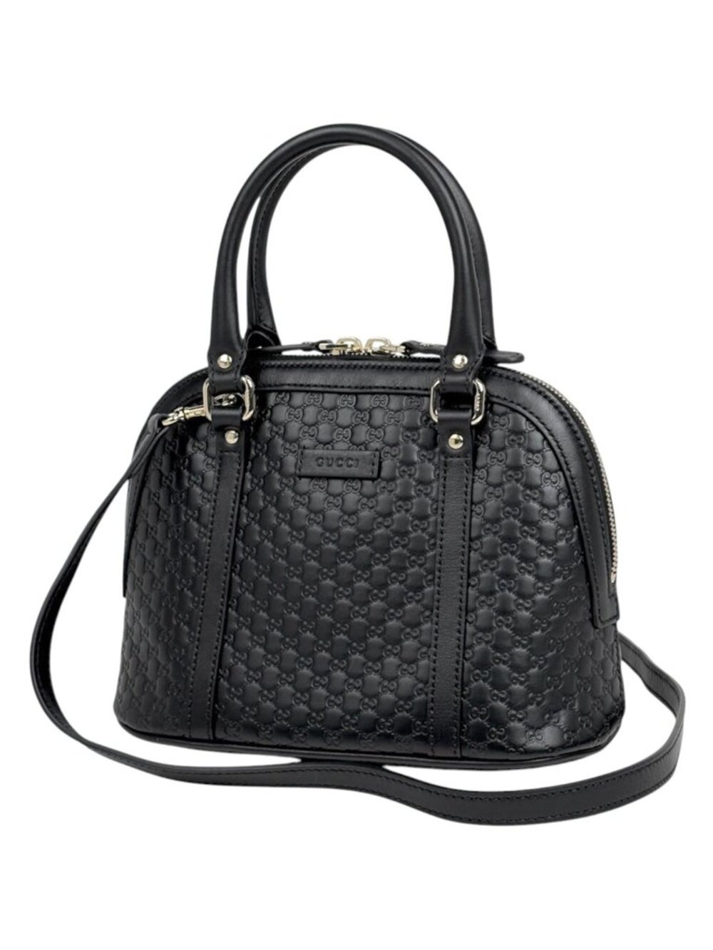 Gucci Handbag Micro Guccissima 2-Way Leather Black